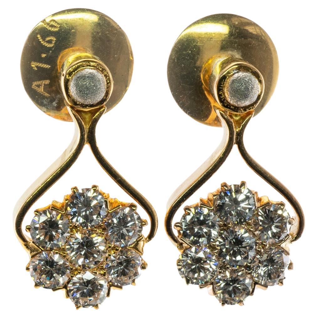 Cluster Diamond Flower Earrings 14K Gold 1.66 TDW
