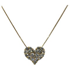 Cluster Diamond Heart 18k Yellow Gold Pendant Necklace