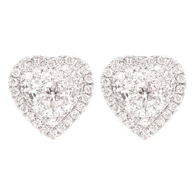 18 Karat Gold Diamond Earrings, Cluster Stud Earrings For Sale at 1stDibs