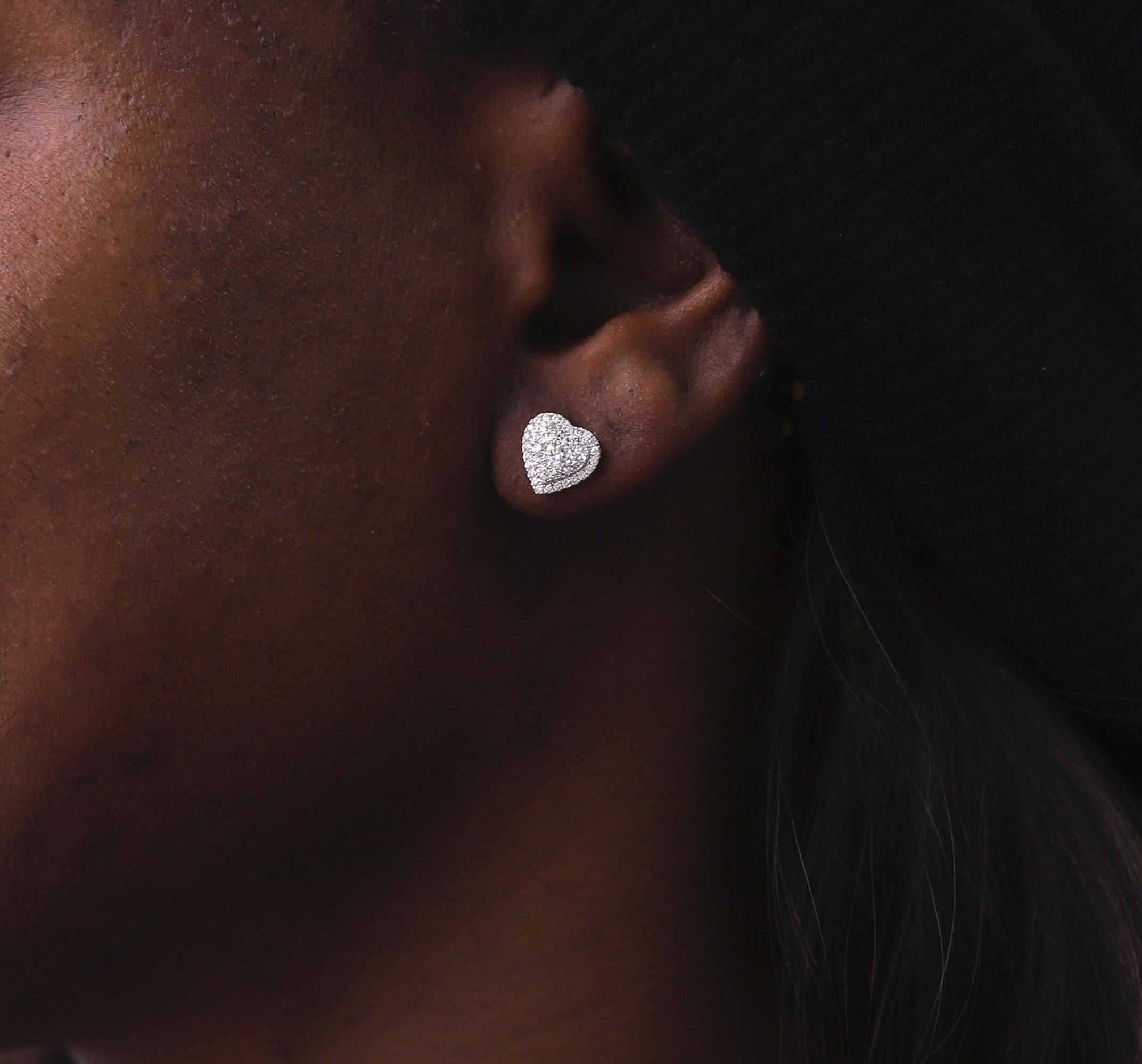 diamond cluster heart earrings