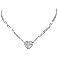 Cluster Diamond Heart Pendant Platinum Necklace