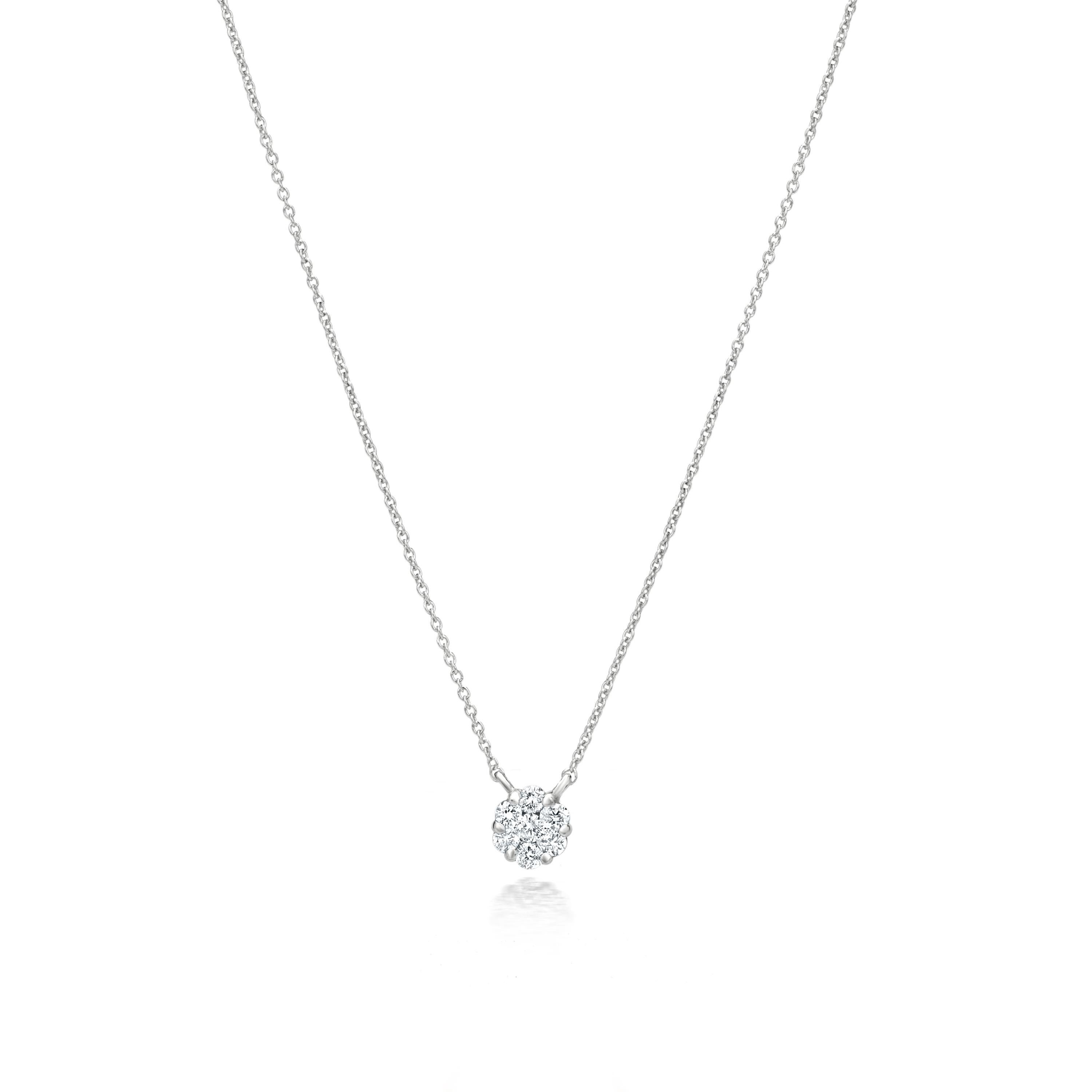 Grace your neckline with a Luxle diamond cluster pendant it symbolizes that you give each other the future, no matter what it holds. Subtle yet pretty this cluster pendant necklace is the new fashion statement. This necklace is featured with 7 round