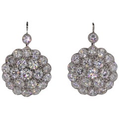 Cluster Diamond Platinum Earrings