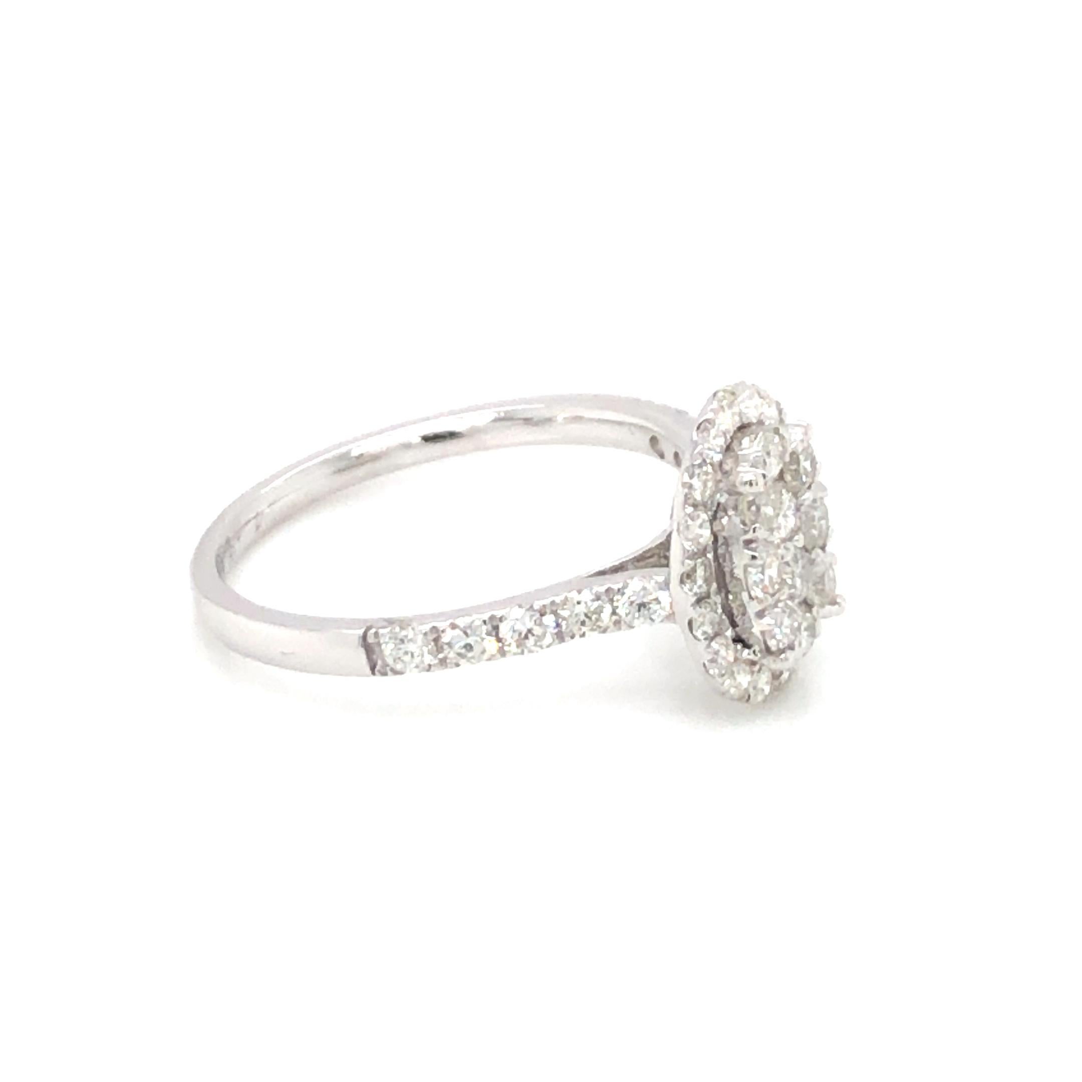 Women's Cluster Diamond Ring 14k White Gold For Sale