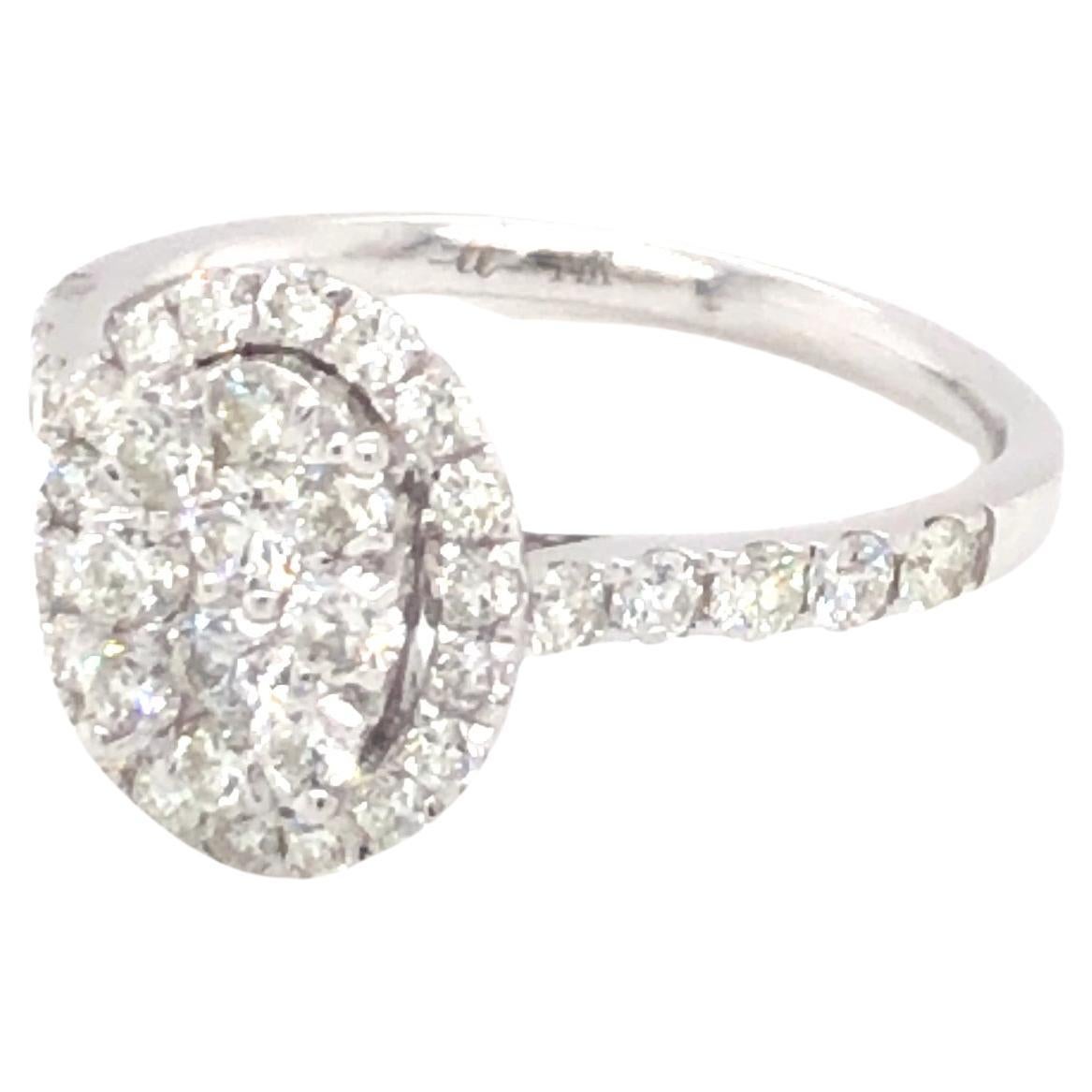 Cluster Diamond Ring 14k White Gold For Sale