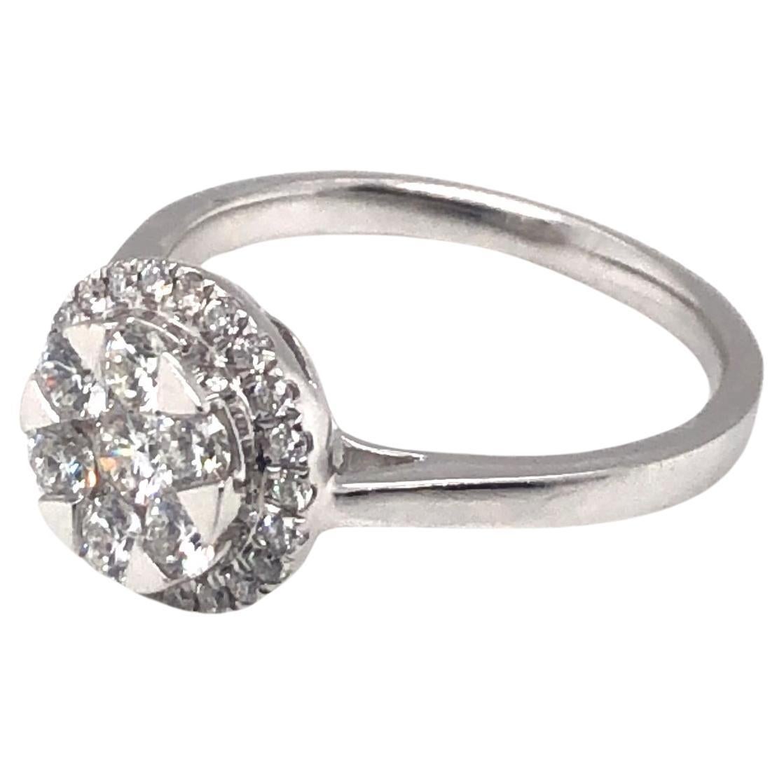 Cluster Diamond Ring 14K White Gold For Sale