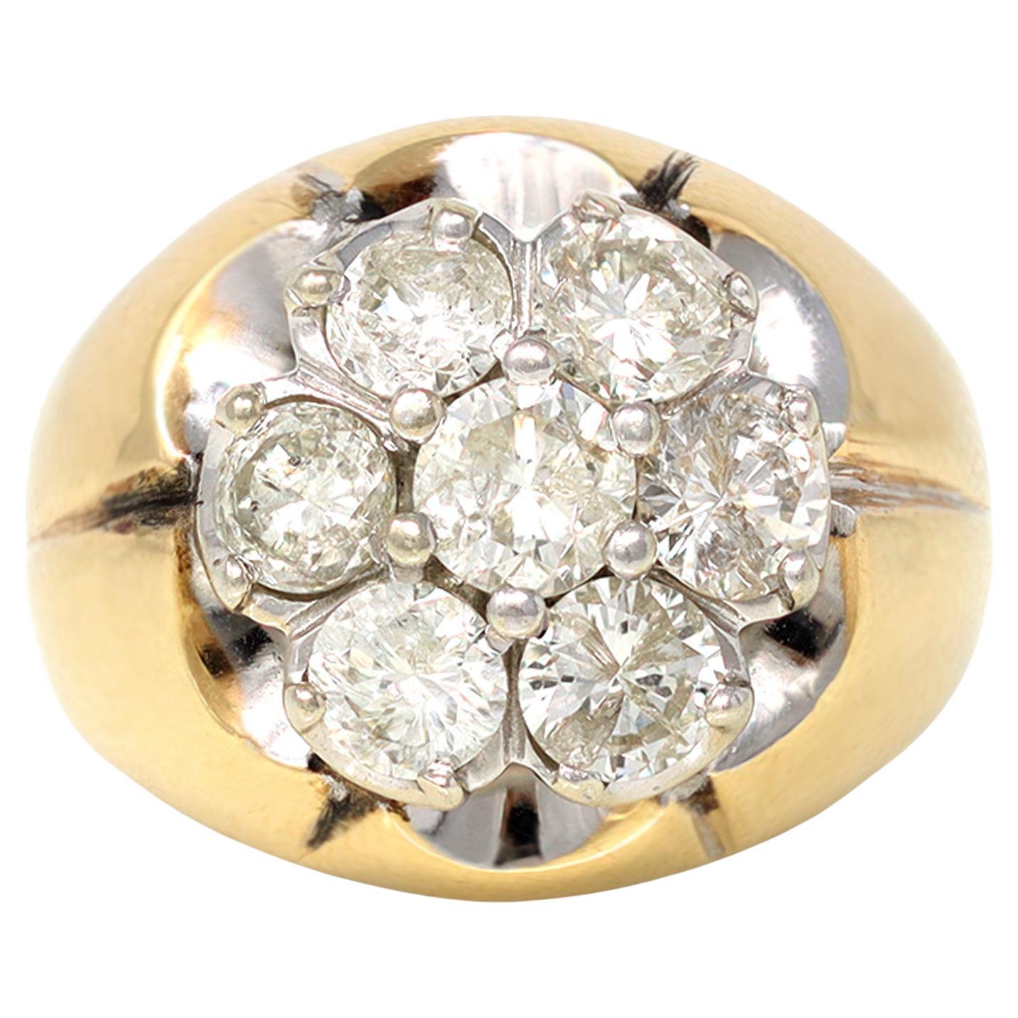 Cluster Diamond Ring, Circa 1950 For Sale