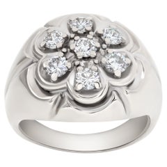 Cluster Diamond Ring in 14k White Gold with 1 Carats in Round Diamonds