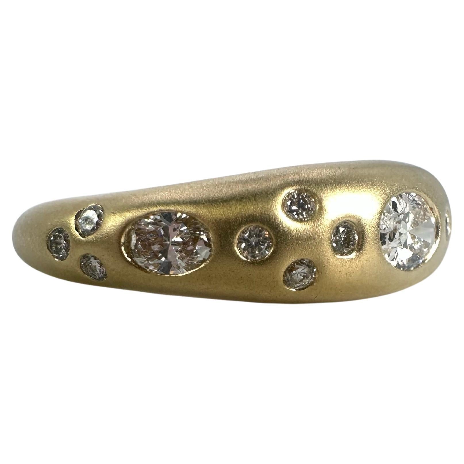 Cluster diamond ring Yellow gold 14KT 0.50ct dome ring