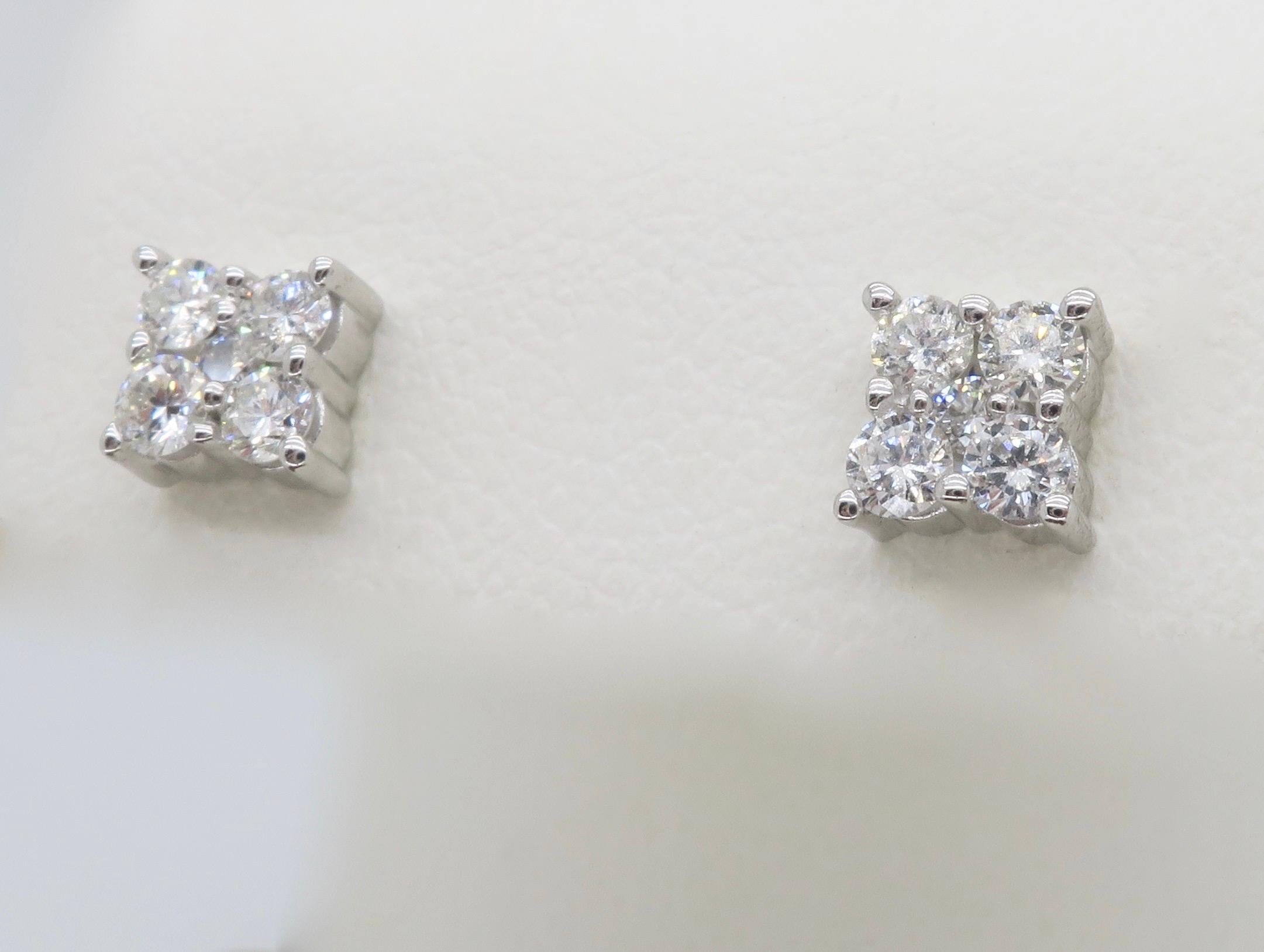 Cluster Diamond Stud Earrings For Sale 5