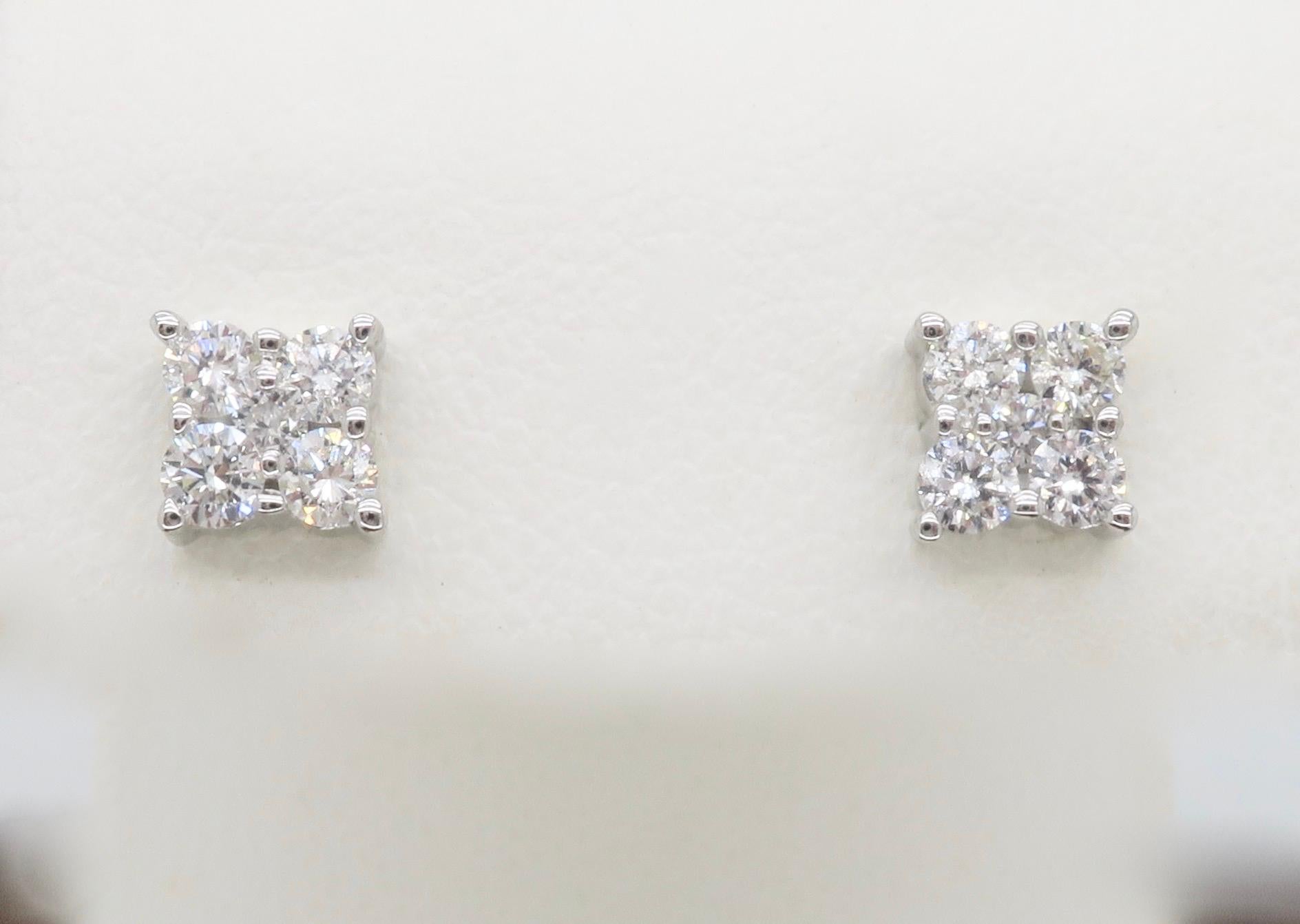 Cluster Diamond Stud Earrings For Sale 6