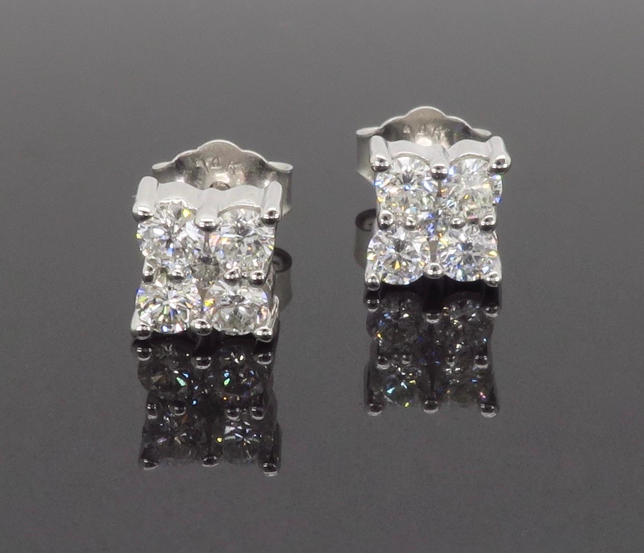 Cluster Diamond Stud Earrings For Sale 7