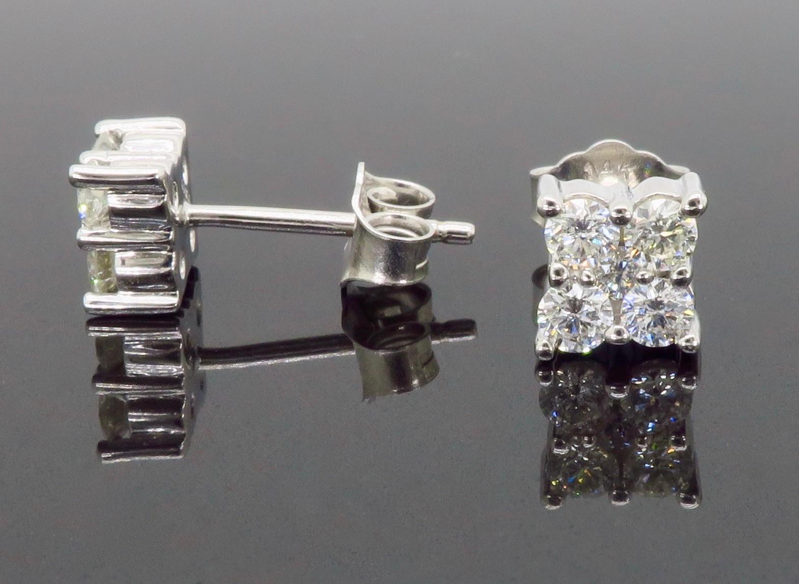Cluster Diamond Stud Earrings For Sale 8
