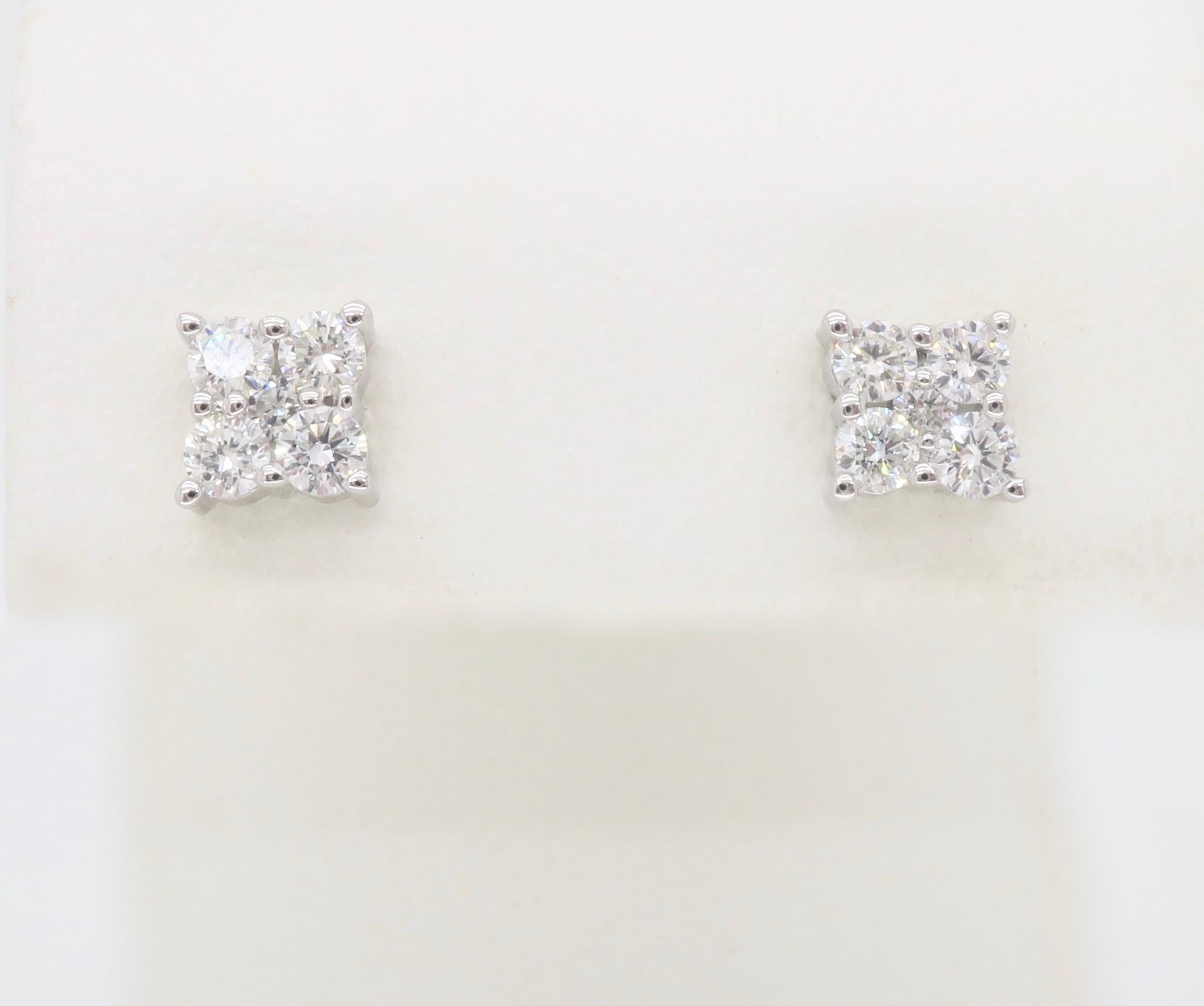 Cluster Diamond Stud Earrings For Sale 10