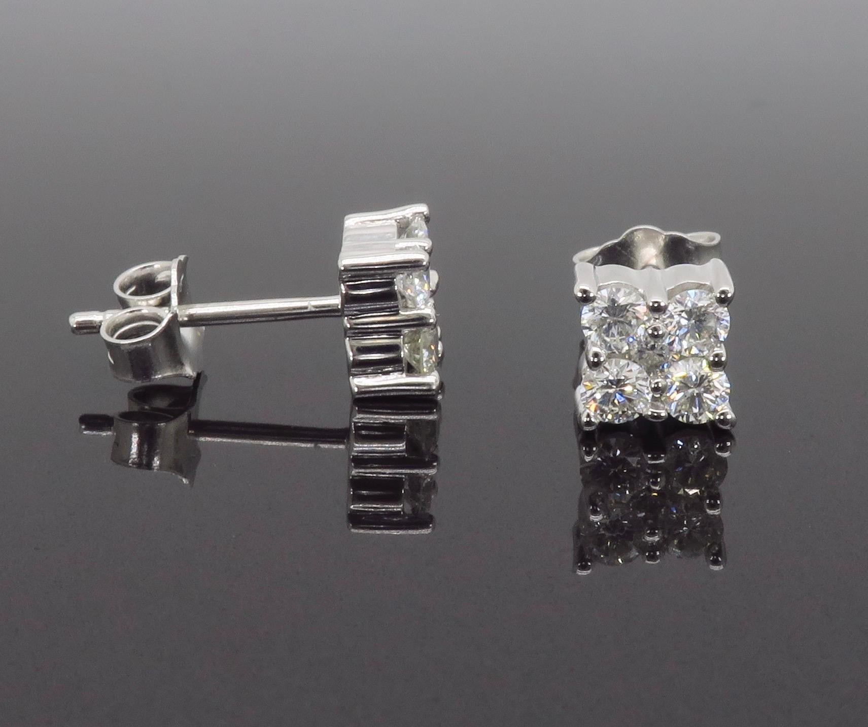 Cluster Diamond Stud Earrings For Sale 2