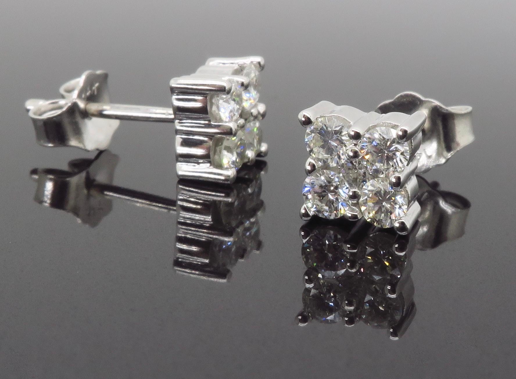 Cluster Diamond Stud Earrings For Sale 3