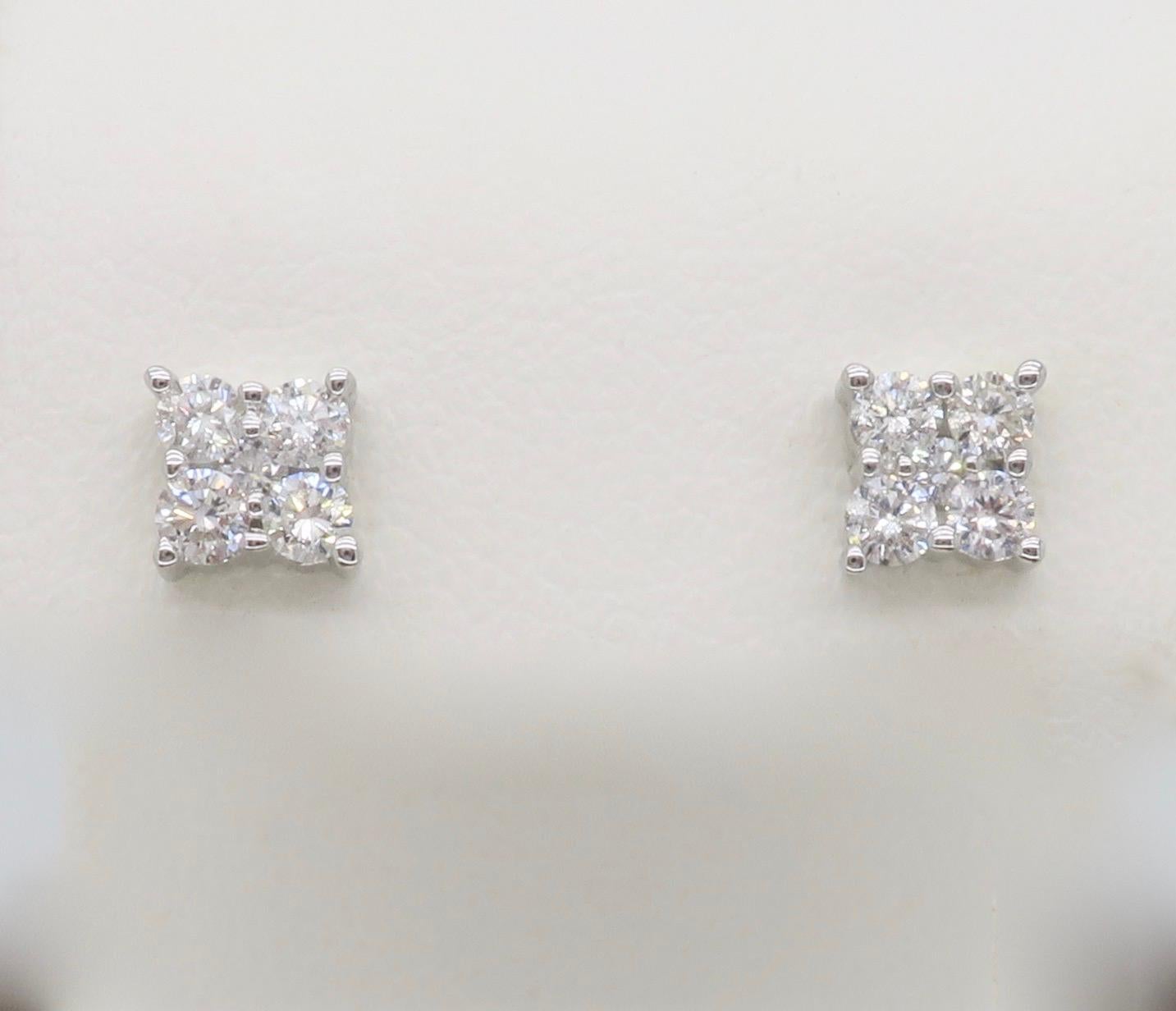 Cluster Diamond Stud Earrings For Sale 4