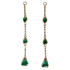 Cluster Drop Colombian Emerald Earring Enhancer in 18k yellow Gold