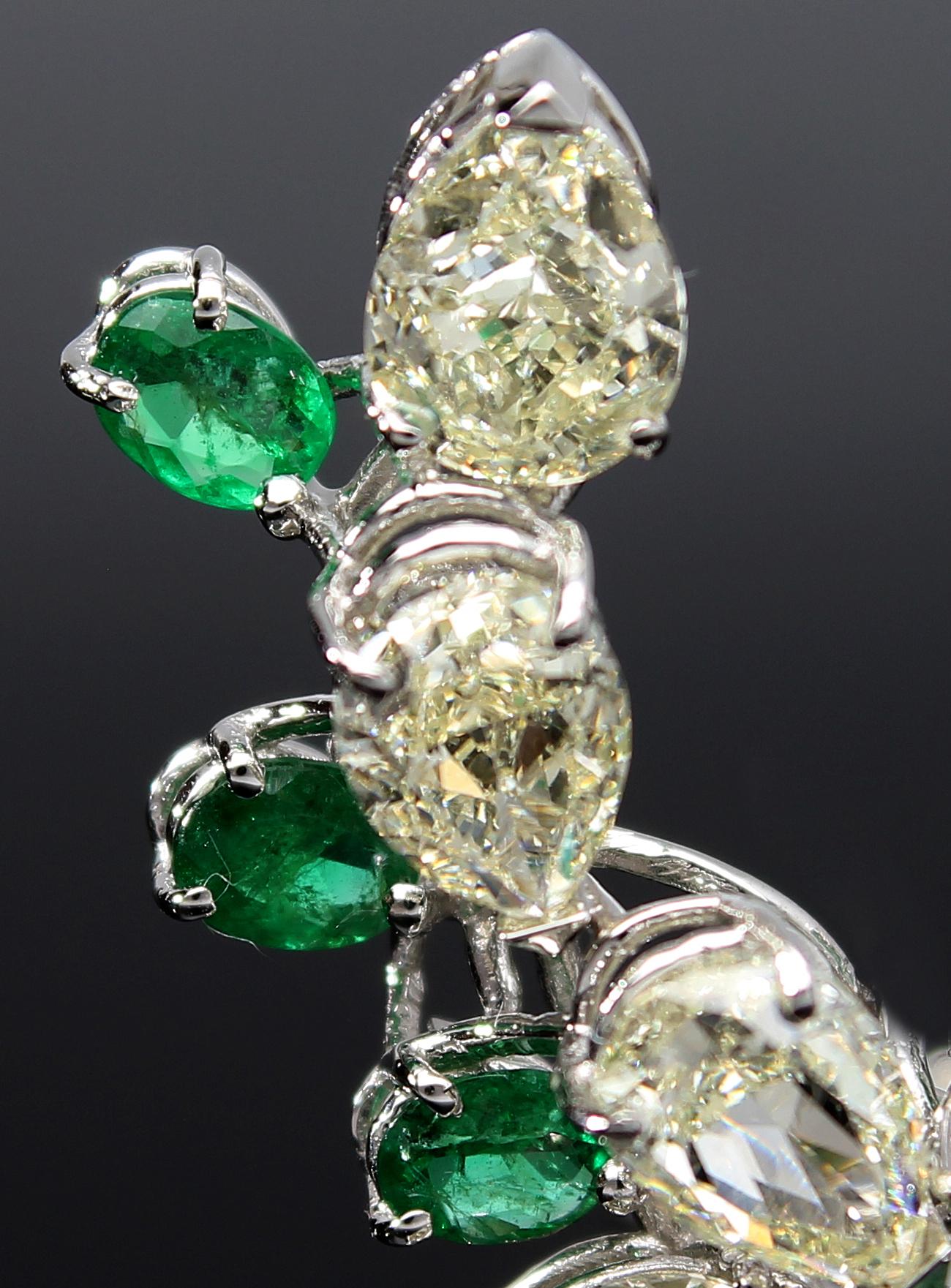 Cluster Earring, with Diamonds Total Carat 8.98 Ct, Emeralds Total Carat Ct 4.90 For Sale 9