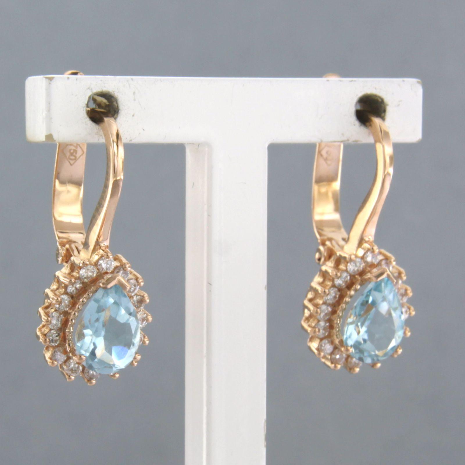 Modern Cluster earrings set with topaz and diamonds 18k pink gold For Sale