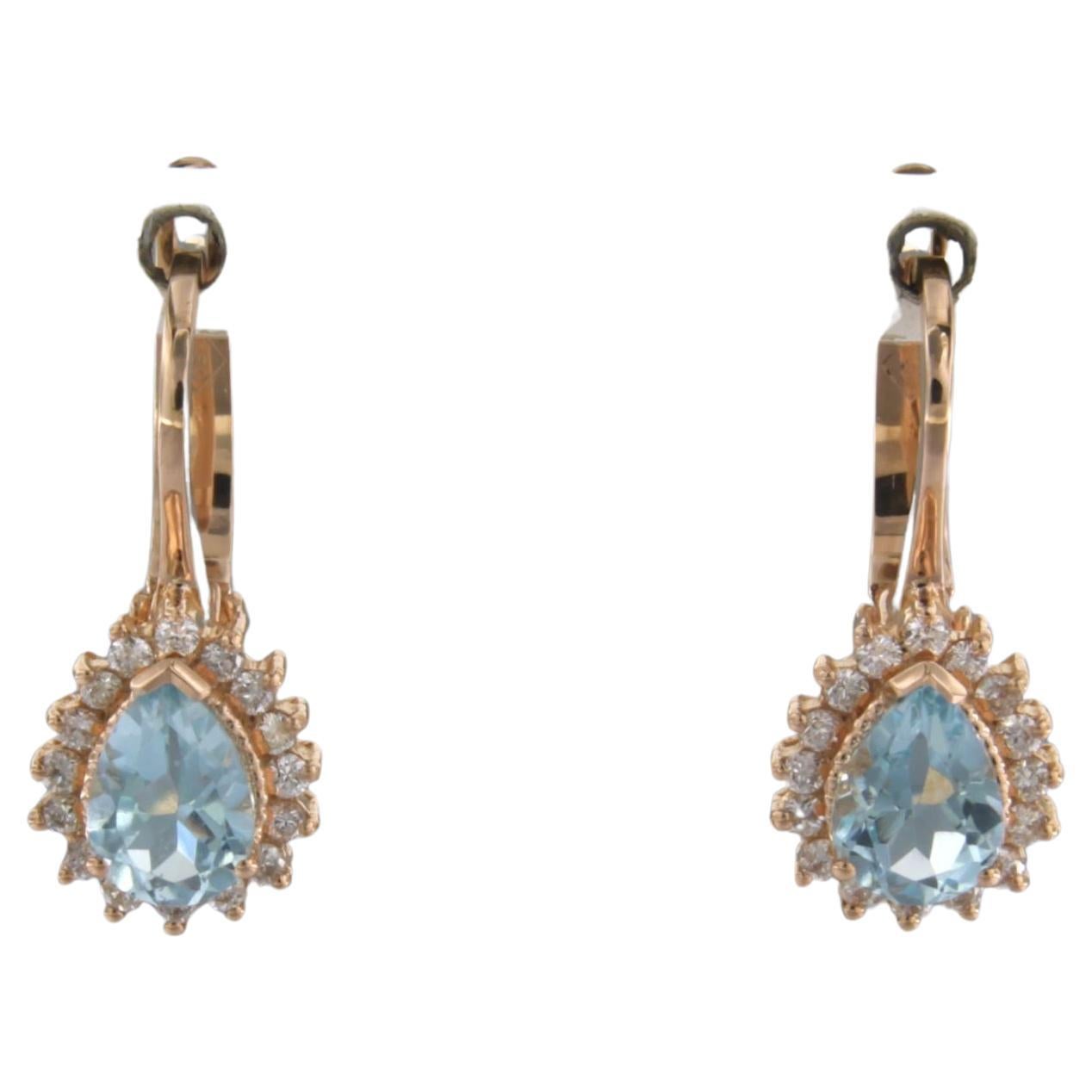 Cluster earrings set with topaz and diamonds 18k pink gold For Sale