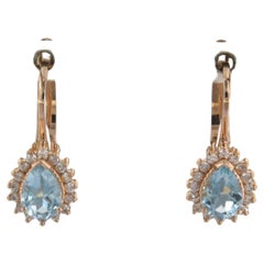 Cluster earrings set with topaz and diamonds 18k pink gold