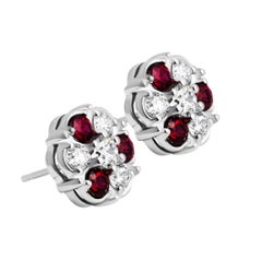 Cluster Earrings with Diamonds and Rubies