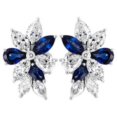 Pendientes Racimo con Diamantes y Zafiros