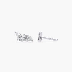 Cluster Elegant Wedding Bridal Natural Diamond Earring, 14k Solid Gold, SI GH