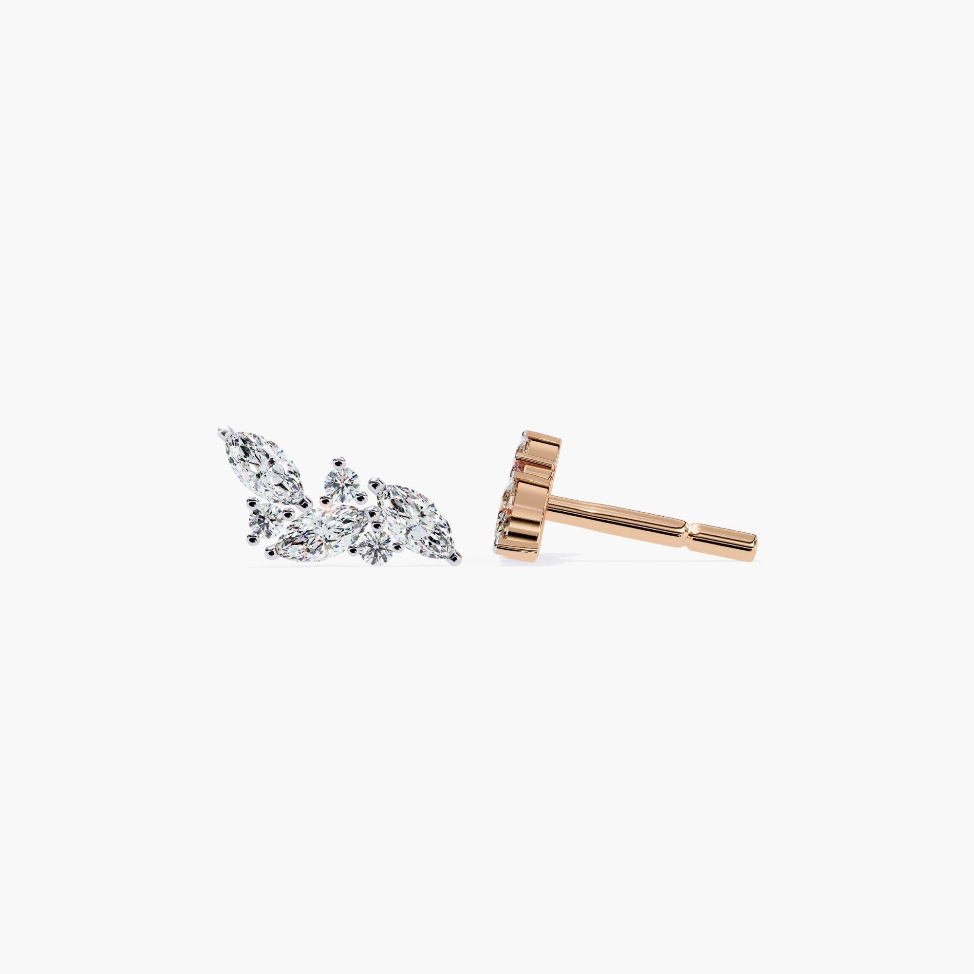 De las mujeres Racimo Elegante Boda Pendiente de Diamante Natural, Oro macizo 14k, SI GH en venta