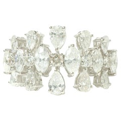 Cluster Floral Fancy Natural Diamond Ring in 14k Solid Gold (Certified)