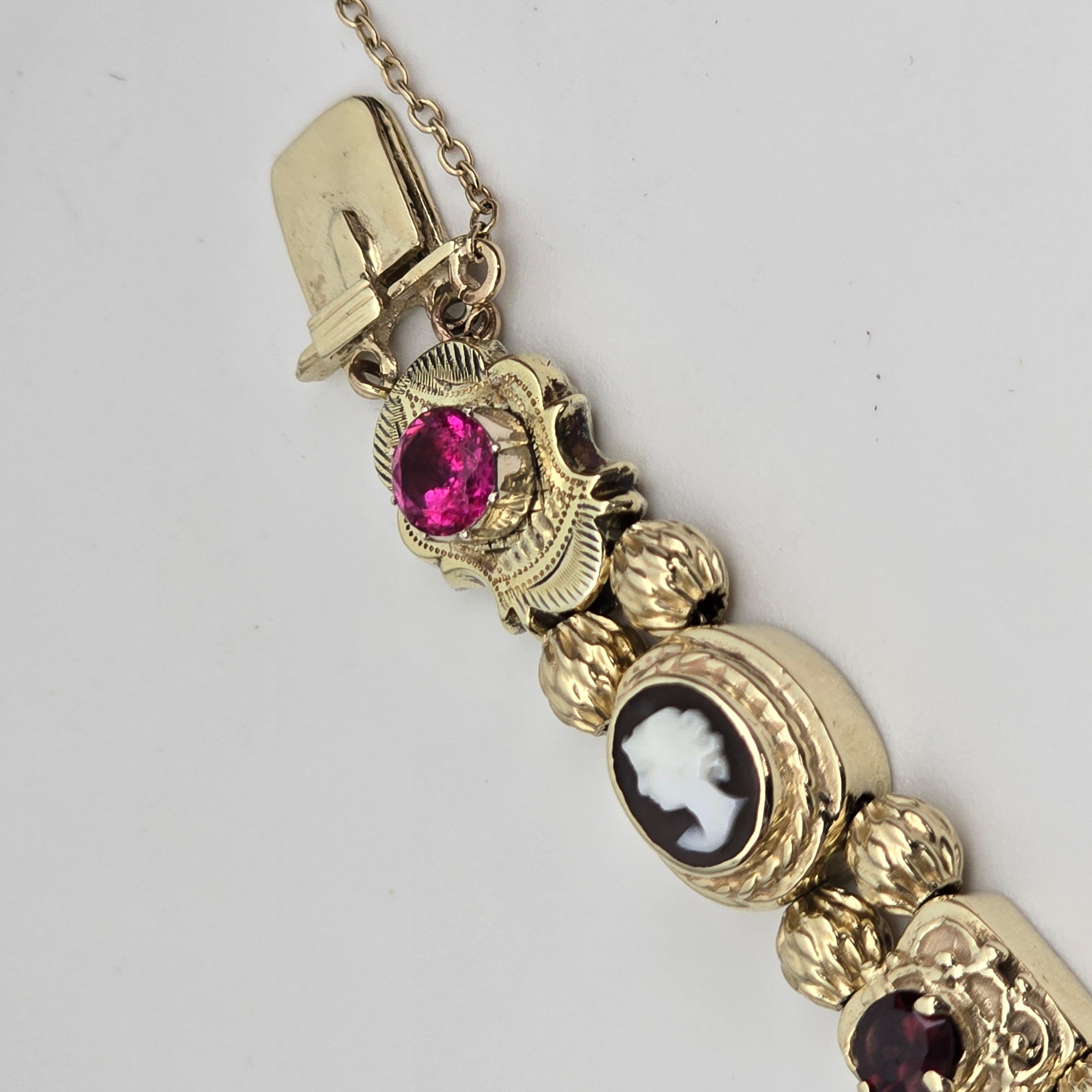 Pulsera de oro en racimo año desconocido 14KT 32gr Corte redondo en venta