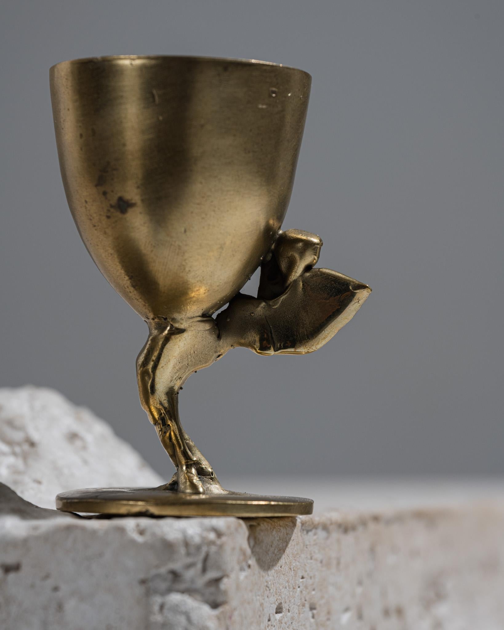 French Cluster Graal brass egg cup n°5 For Sale