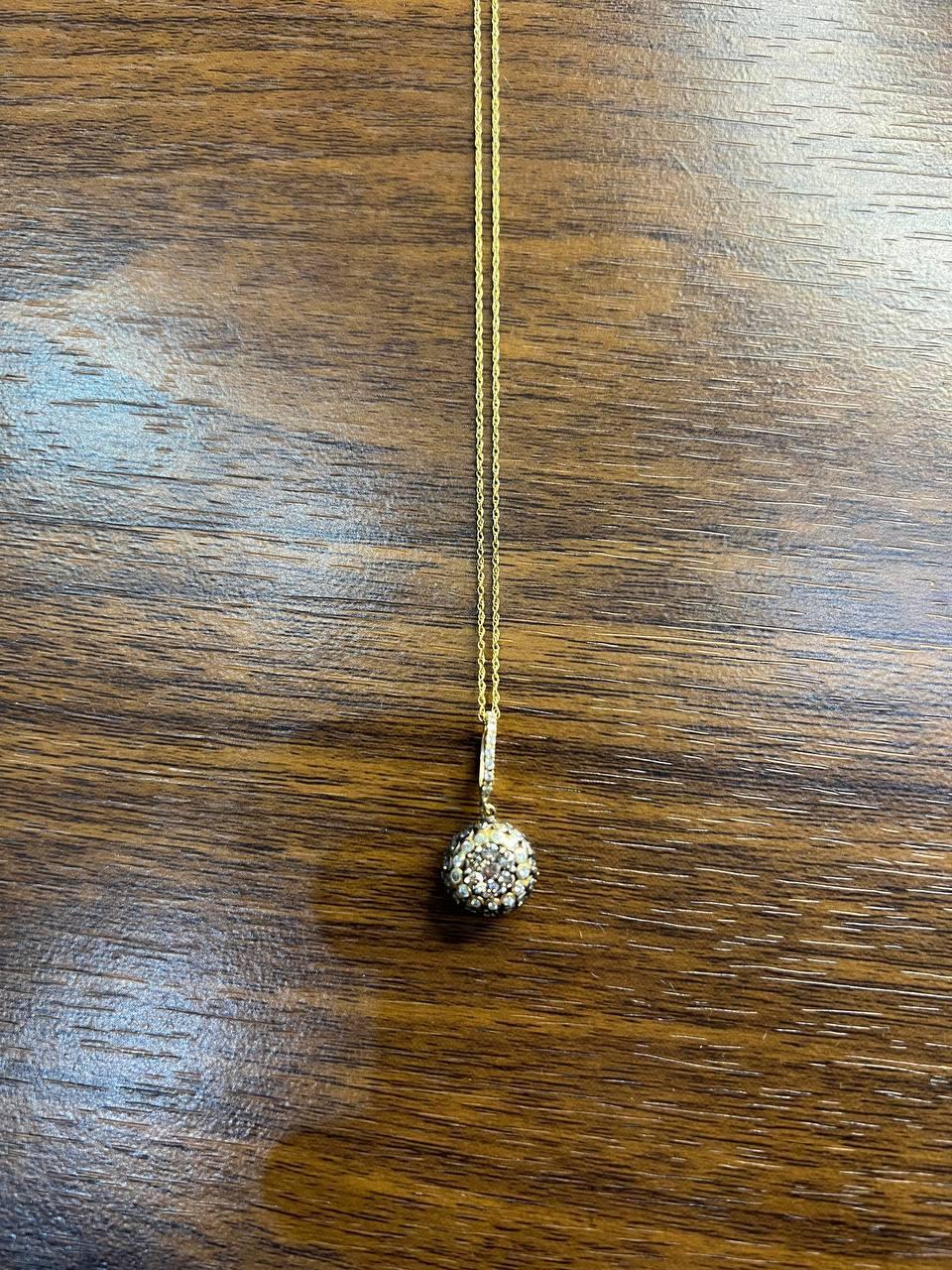 Cluster Halo of Cognac Champagne Fancy Diamonds Collana con catena in oro 14K in vendita 6