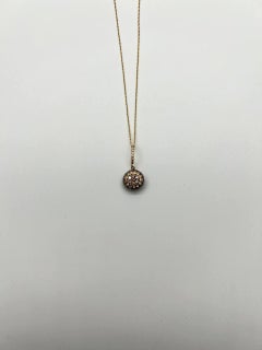 Cluster Halo of Cognac Champagne Fancy Diamonds 14K Gold Chain Pendant Necklace