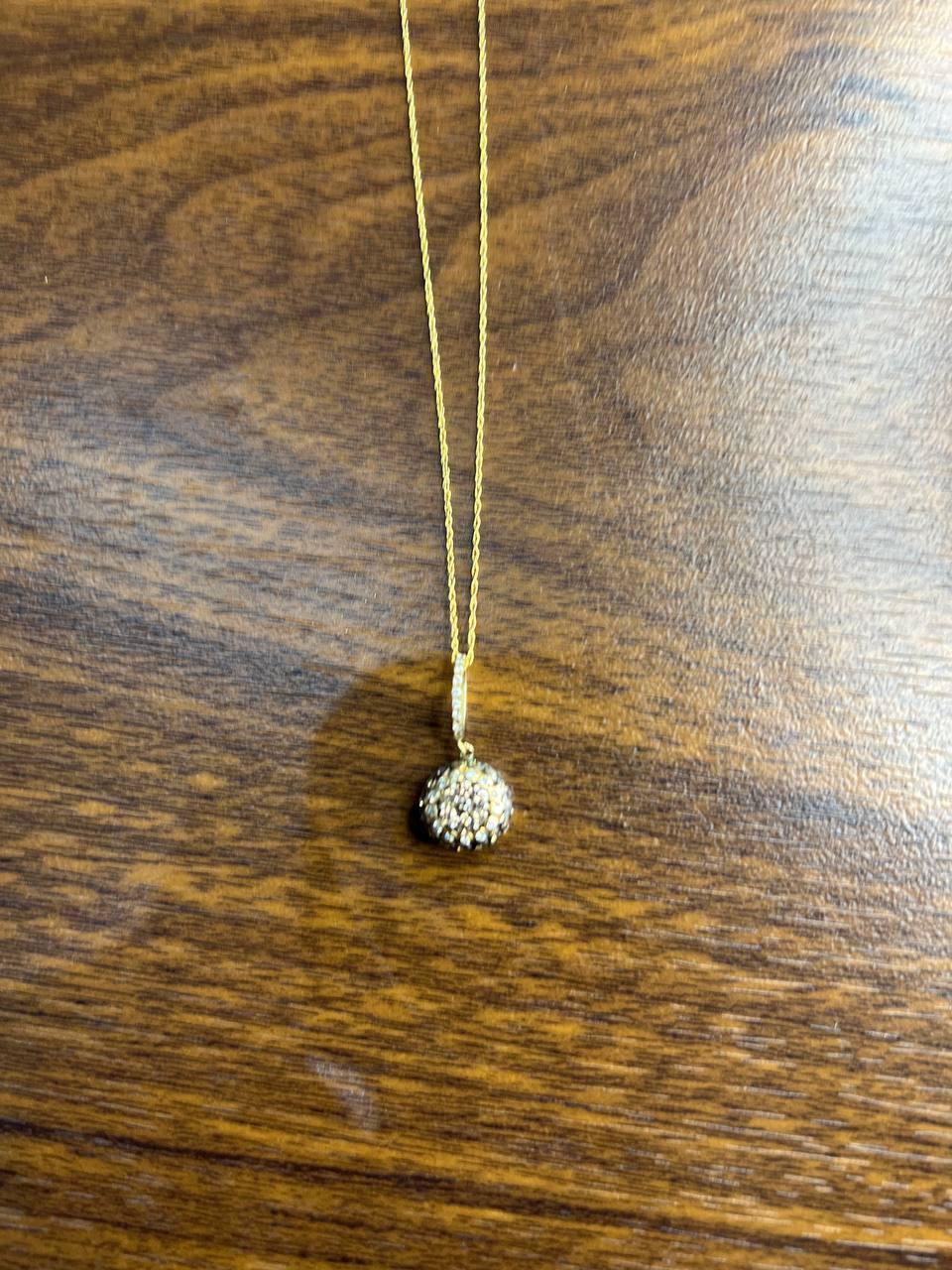 Cluster Halo of Cognac Champagne Fancy Diamonds Collana con catena in oro 14K in vendita 2