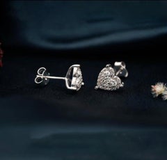 Cluster Heart Shaped Moissanite Earrings 925 Sterling Silver Studs Gift For Her