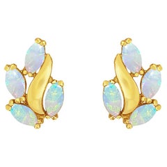 Cluster Marquise Opal Studs Oro Amarillo 14k