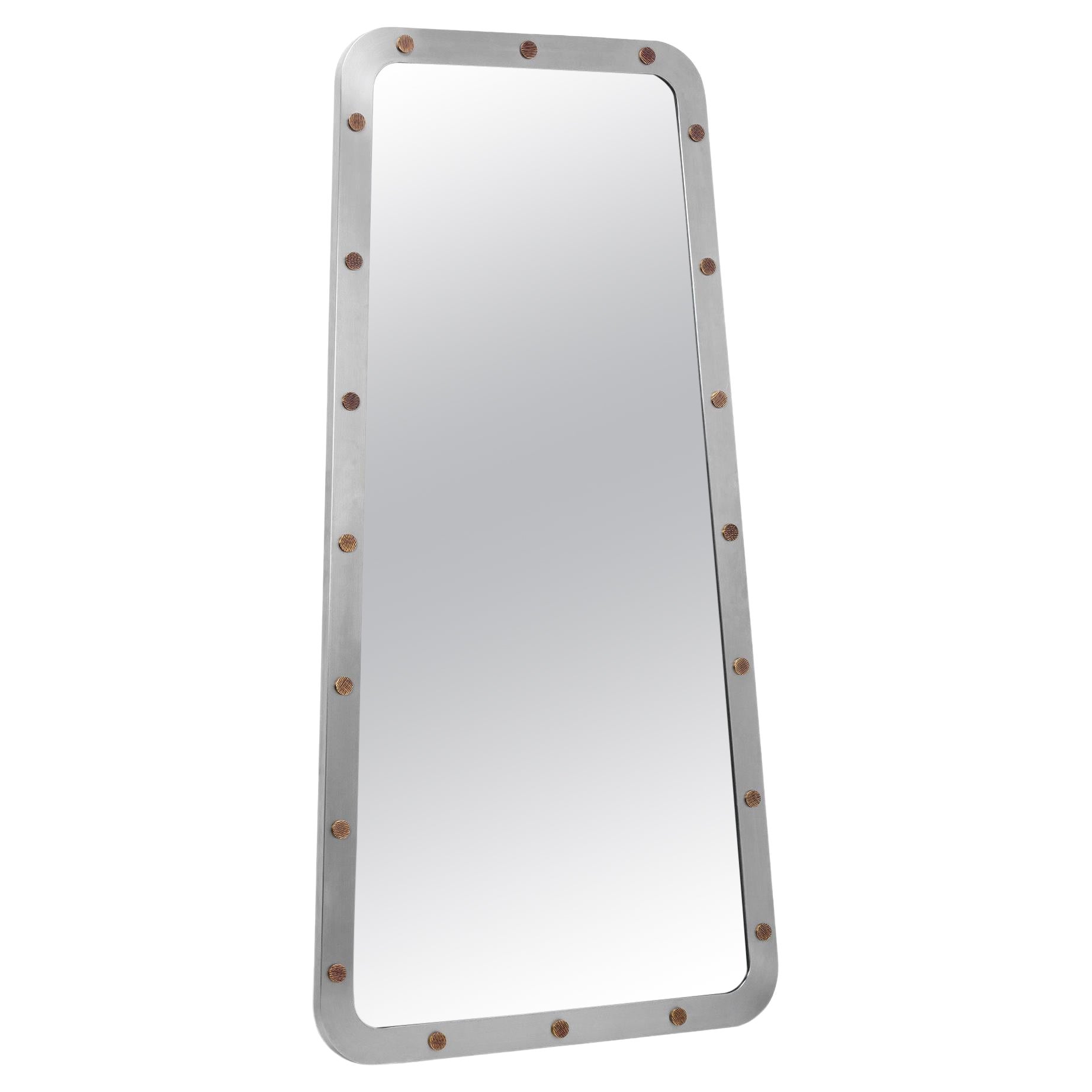 Cluster Mirror, in Brushed Stainless Steel, Handcrafted in Portugal by Duistt For Sale
