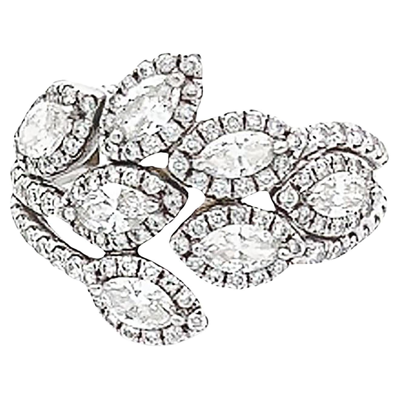 Diamond Cluster Fashion White Gold Ring For Sale