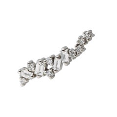 Cluster Moissanite Single Earring 925 Sterling Silver Bridal Ear Climber Earring