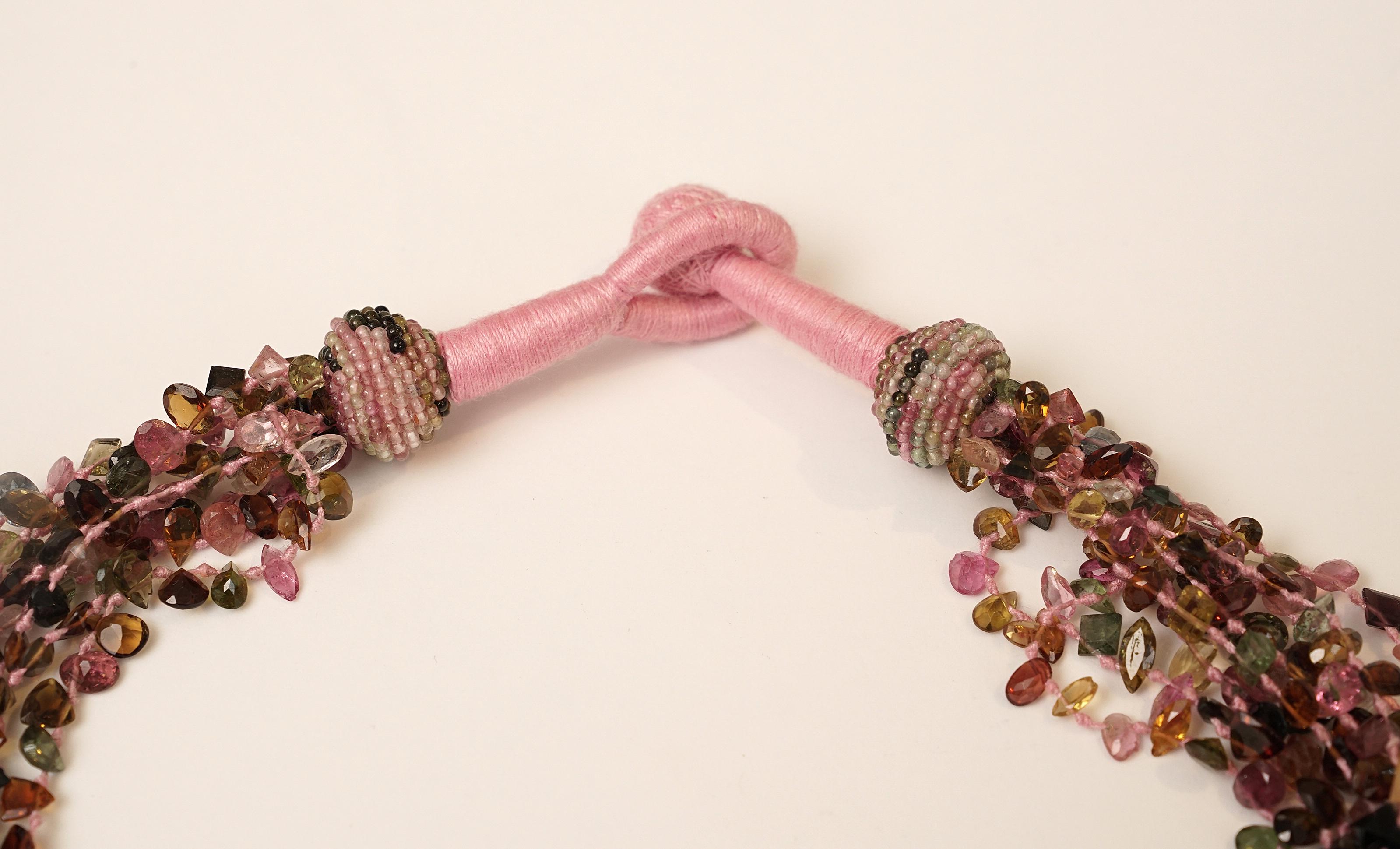 Women's or Men's Cluster Necklace of Faceted Tourmaline
