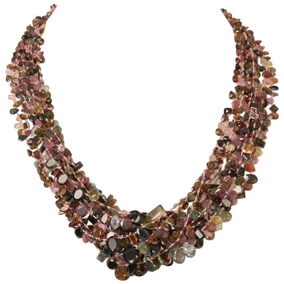 Cluster Necklace of Faceted Tourmaline