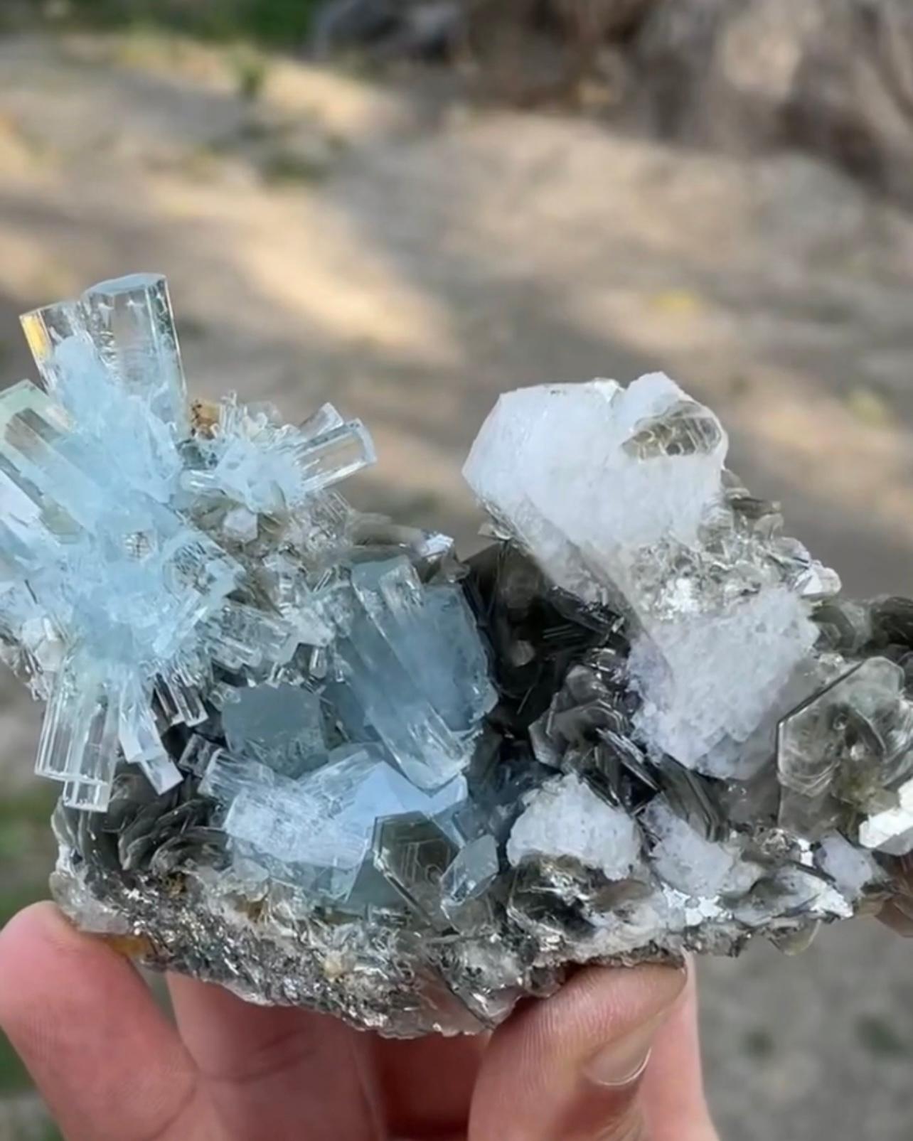 Other Cluster Of Aquamarine Crystals Perched On Matrix From Pakistan For Sale