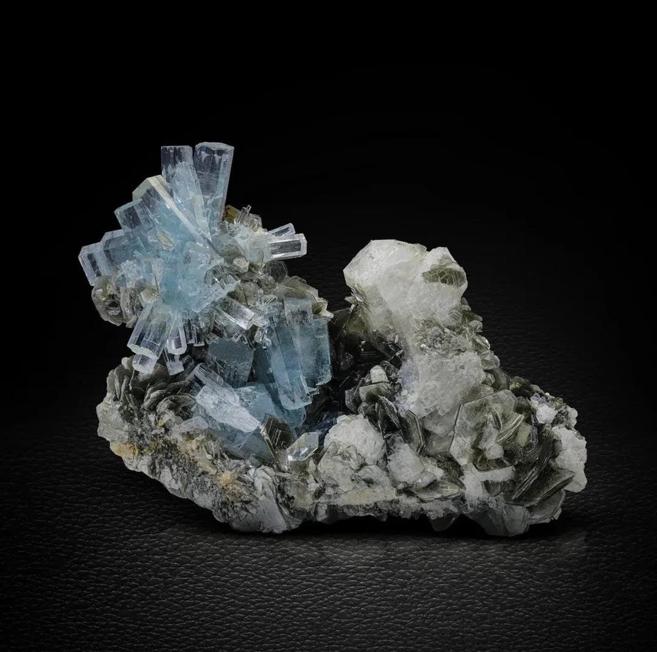 Cluster Of Aquamarine Crystals Perched On Matrix From Pakistan For Sale 2