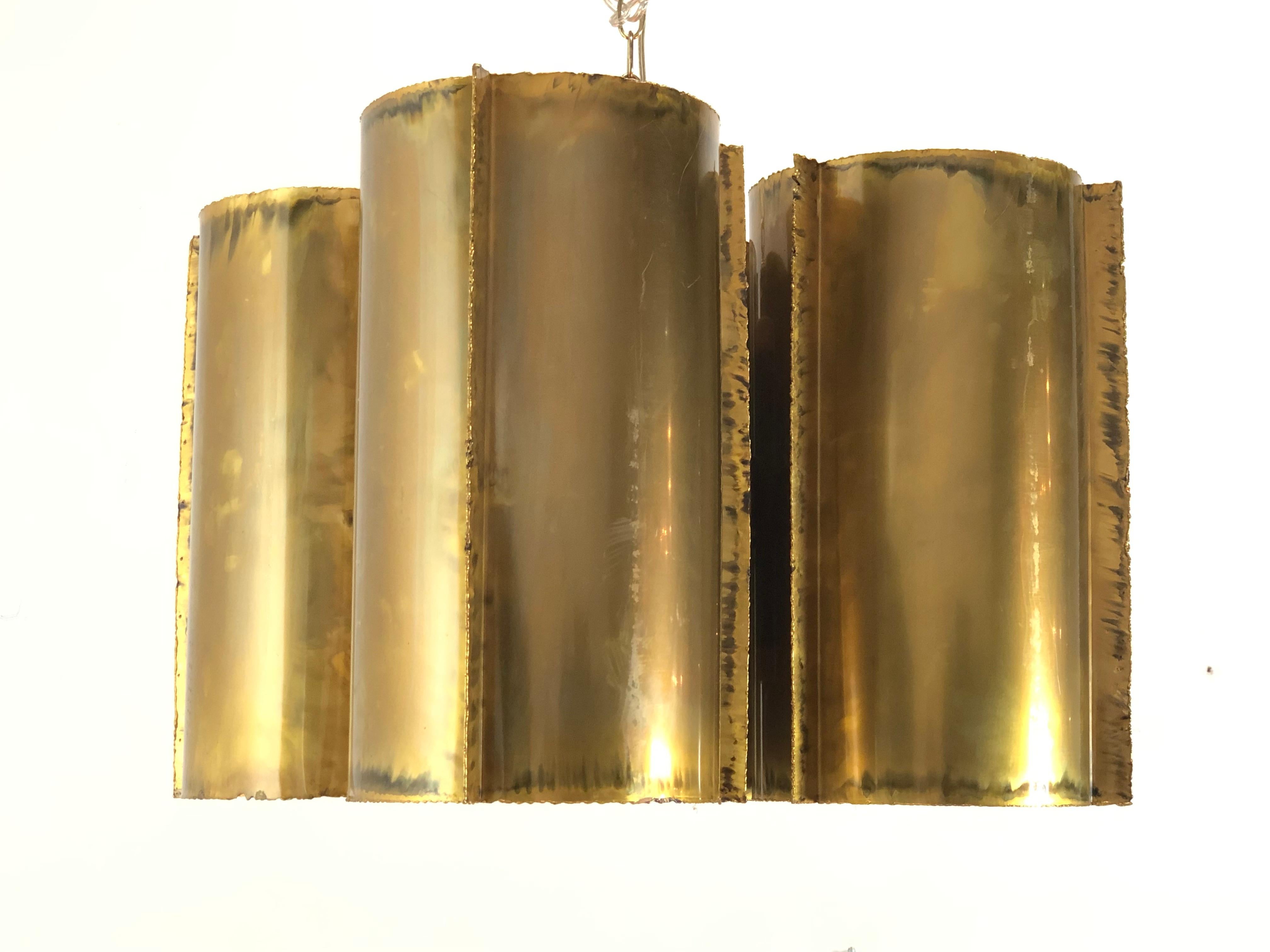 Cluster of Four Cylinder Brutalist Tube Chandelier or Pendant In Good Condition In Dallas, TX