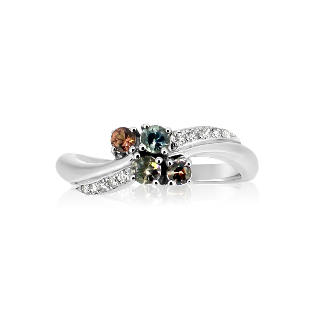 Cluster of Montana Saphir und Diamant Ring 18 Karat Weißgold (Rundschliff) im Angebot