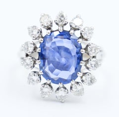 Zertifizierter Art-Déco-Ring aus Platin mit Ceylon-Saphir, unbehandelt
