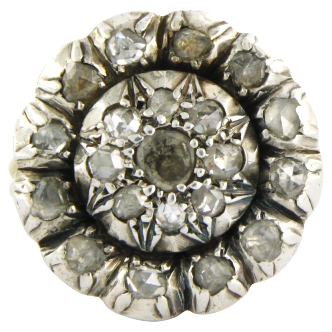 Cluster-Ring aus 14k Gelbgold und Silber mit Diamanten besetzt im Angebot