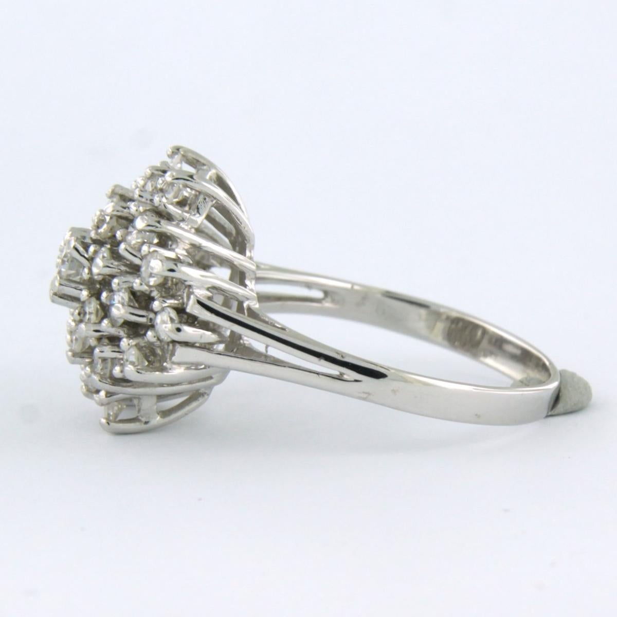 Cluster ring set with diamonds up to 1.00ct - 14k white gold For Sale 1